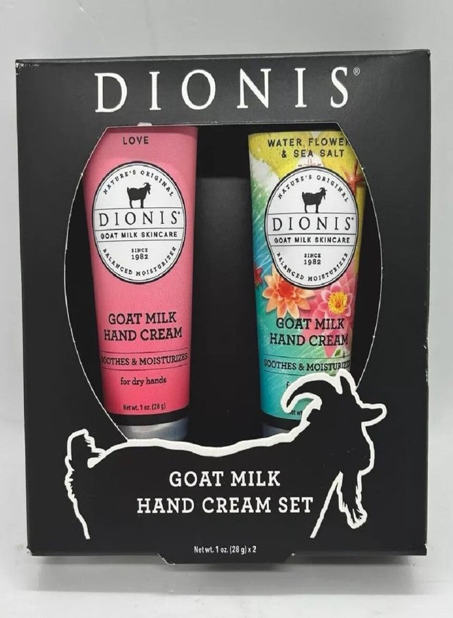Dionis Goat Milk Hand Cream 2pc Set Love & Water Flowers & Sea Salt 1oz