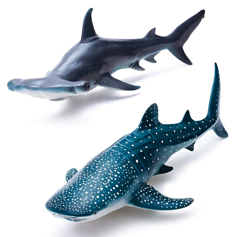 Gemini&Genius Whale Shark Hammerhead Shark Toys, Sea Animal Action Figures Ocean Model Toy Set for Play or Display, Gift, Educational, Role Play, Swim, Bath and Collection - Image 1