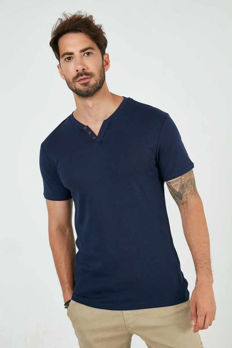 بوراتي 100% Cotton V-Neck Slim Fit T Shirt Men's T SHIRT 5902122