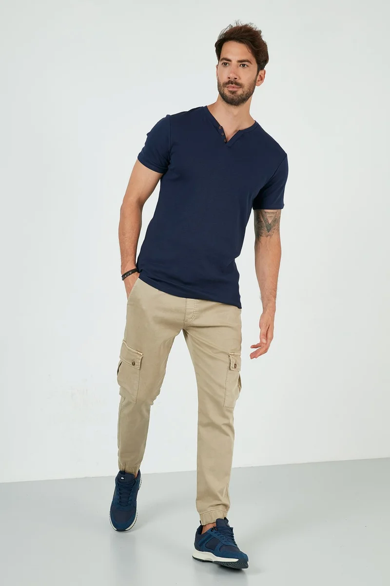 بوراتي 100% Cotton V-Neck Slim Fit T Shirt Men's T SHIRT 5902122