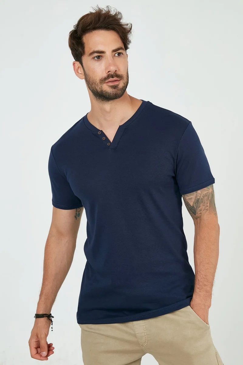 بوراتي 100% Cotton V-Neck Slim Fit T Shirt Men's T SHIRT 5902122
