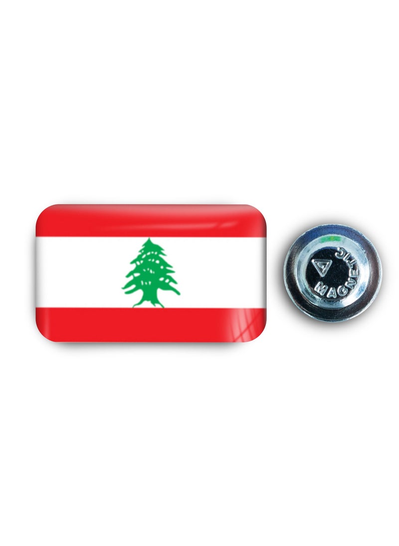 971MEDIA LEBANON Flag - Metal Badge Epoxy Coated with Magnetic Pin that Doesn't Tear Clothes  - Image 1