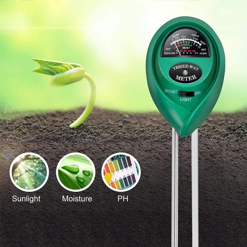 iPower iPower Soil Tester 3in1 MoistureLightpH Meter Kit for Gardening Lawn Farm Indoor Outdoor Plants Care 1Pack Green - Image 2