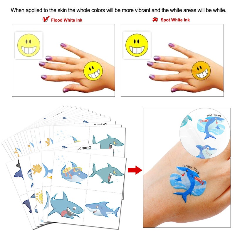 كونسيت تاتو مؤقت بتصميم سمك قرش من 100 قطعة - Image 4