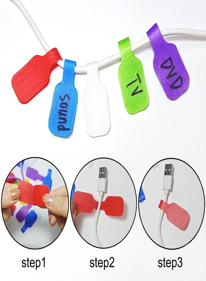 Keromtein 32 Pcs Cable Labels, Write On Cord Labels Tags for Electronics, Wire Markers Electrical, Reusable Small Velcro Label for Cords and Computers Chargers Management and Identification (8 Colors) - Image 4