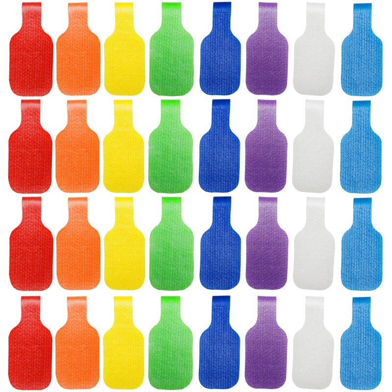 Keromtein 32 Pcs Cable Labels, Write On Cord Labels Tags for Electronics, Wire Markers Electrical, Reusable Small Velcro Label for Cords and Computers Chargers Management and Identification (8 Colors) - Image 1