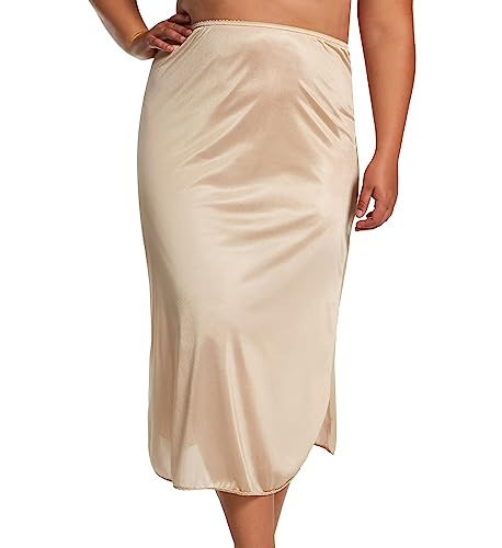 Velrose Women's Nylon Essentials Double Slit 1/2 Slip 2116 2X nude - Image 3