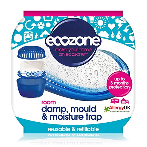 EcoZone Room Damp Mould  Moisture Trap Portable Dehumidifier Device ReUsable  ReFillable 3 months Protection for Bedrooms Bathrooms Garages Kitchens  Caravans Vegan Friendly Single