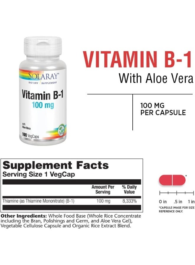 SOLARAY Vitamin B1 - 100mg  100 Capsules - Image 3