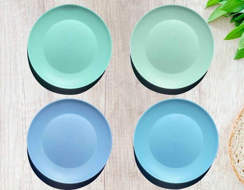 WEXINHAO 10 inch Wheat Straw Plates Unbreakable Flat Dinner Plate Set of 8 BPA Free Dishwasher  Microwave Safe Reusable Salad Camping for Kids Kitchen 4 Color - Image 3