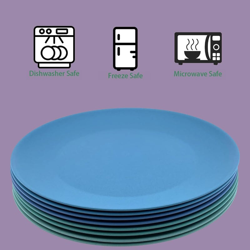 WEXINHAO 10 inch Wheat Straw Plates Unbreakable Flat Dinner Plate Set of 8 BPA Free Dishwasher  Microwave Safe Reusable Salad Camping for Kids Kitchen 4 Color - Image 5