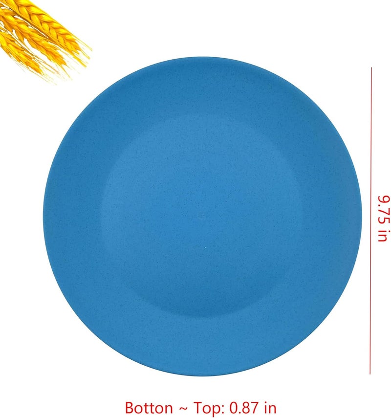 WEXINHAO 10 inch Wheat Straw Plates Unbreakable Flat Dinner Plate Set of 8 BPA Free Dishwasher  Microwave Safe Reusable Salad Camping for Kids Kitchen 4 Color - Image 4