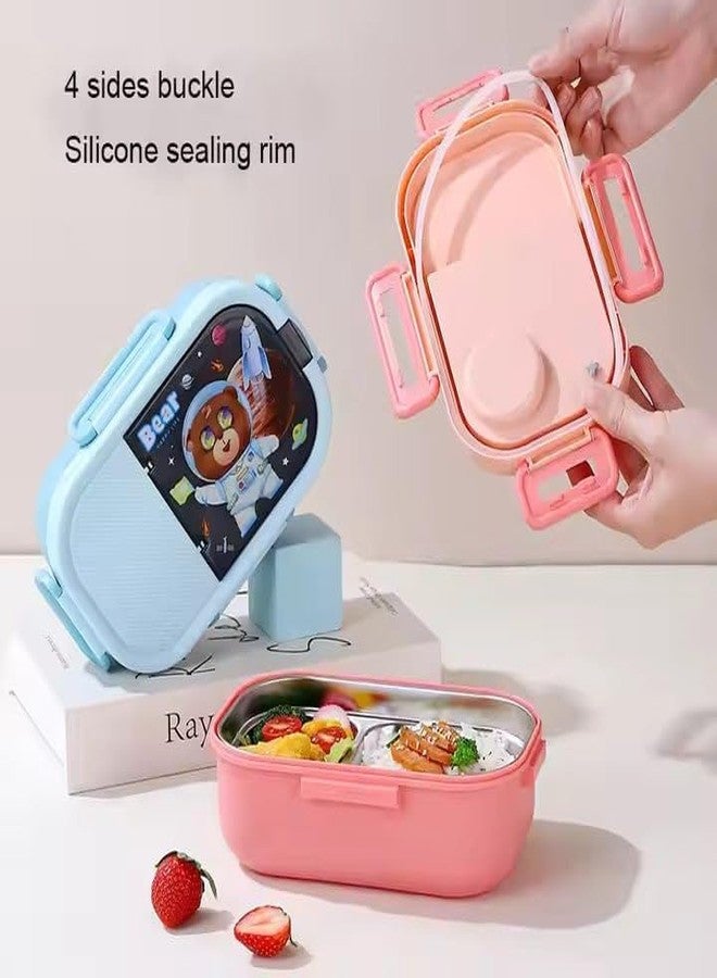 2heet Stainless Steel Kids Cartoon Lunch Box – 2 Compartment Leakproof Thermal Insulated Tiffin Box for School, Picnic & Travel | BPA-Free Cute Cartoon Food Container for Boys & Girls, Easy to Clean - Image 3