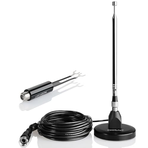 CHHLIUT FM Antenna for Stereo Receiver – Magnetic Base, 16ft Coaxial Cable, Retractable, Perfect FM Reception for Home Theater System - Image 1