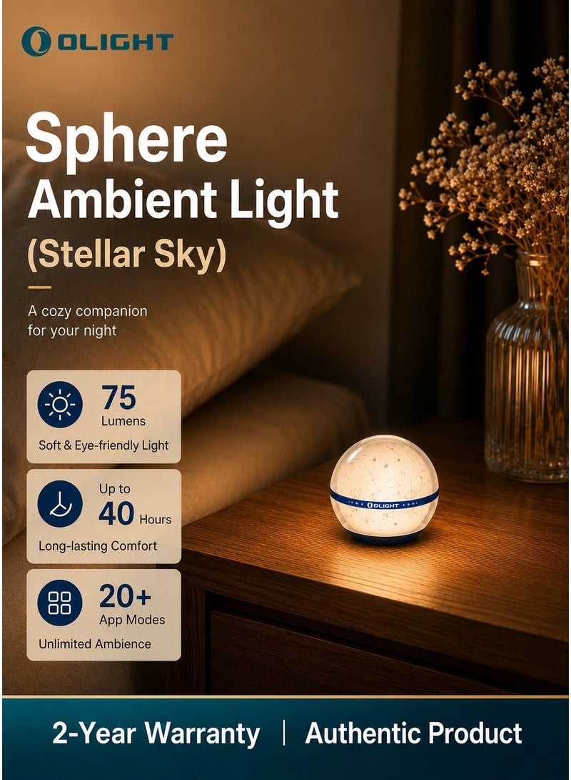 Olight Sphere Ambient Light (Stellar Sky), RGB LED Lamp, 75 Lumens, 700mAh Atmosphere Light for Indoors, Outdoors, Camping - Image 1