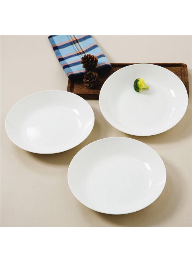 Sky Top Bone China Deep Dinner Plates, 8-inch Pure White Ceramic Plates For Home Use, Housewarming Tableware Set Of 4 - Image 1