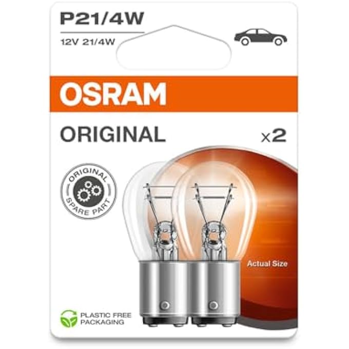 OSRAM Original Line 12 V Signal Lights With Metal Base P214 W Double Blister Pack Of 2 White - Image 1