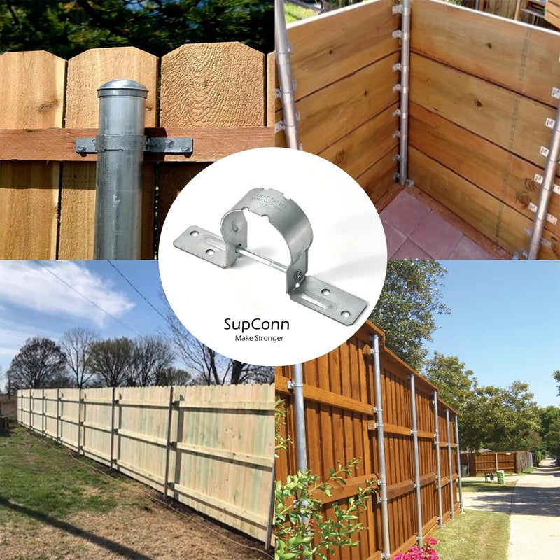 SupConn 2-3/8" Fence Brackets (12Pcs), Galvanized Pipe Grip Tie, Steel to Wood Fence Brackets,Metal Brackets for Metal Posts (No Include Screws) - Image 4