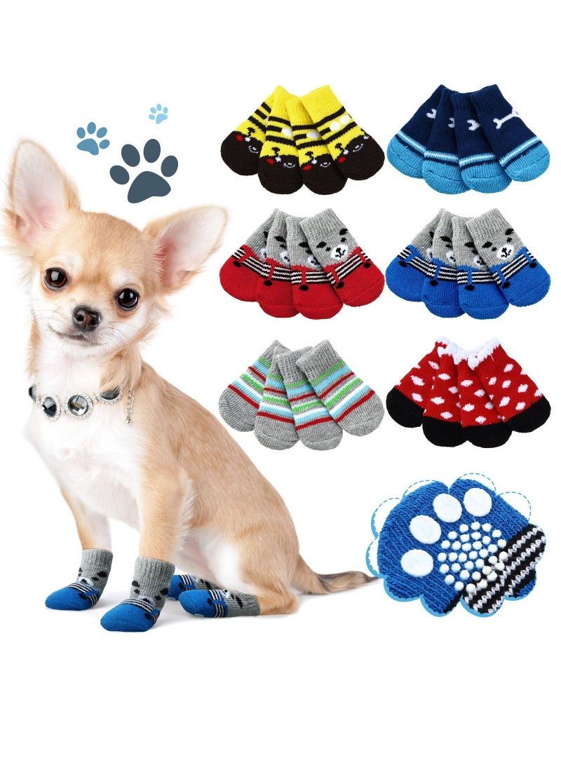 SYOSI 24 Pieces Dog Socks for Small Medium Dogs Non Slip Skid Pet Puppy Doggie Grip Socks - Image 1