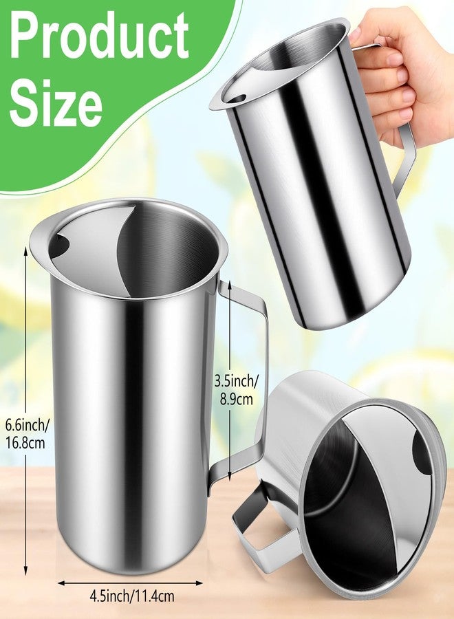 Teecyhooo 3 Pack 64 oz Stainless Steel Pitcher with Ice Catcher Wide Mouth Metal Water Pitcher with Duckbill Spout Pitchers for Hot or Cold Drinks, Restaurant, Bar, Wedding, Buffet - Image 2