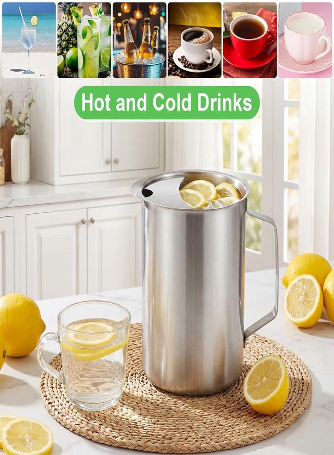 Teecyhooo 3 Pack 64 oz Stainless Steel Pitcher with Ice Catcher Wide Mouth Metal Water Pitcher with Duckbill Spout Pitchers for Hot or Cold Drinks, Restaurant, Bar, Wedding, Buffet - Image 4