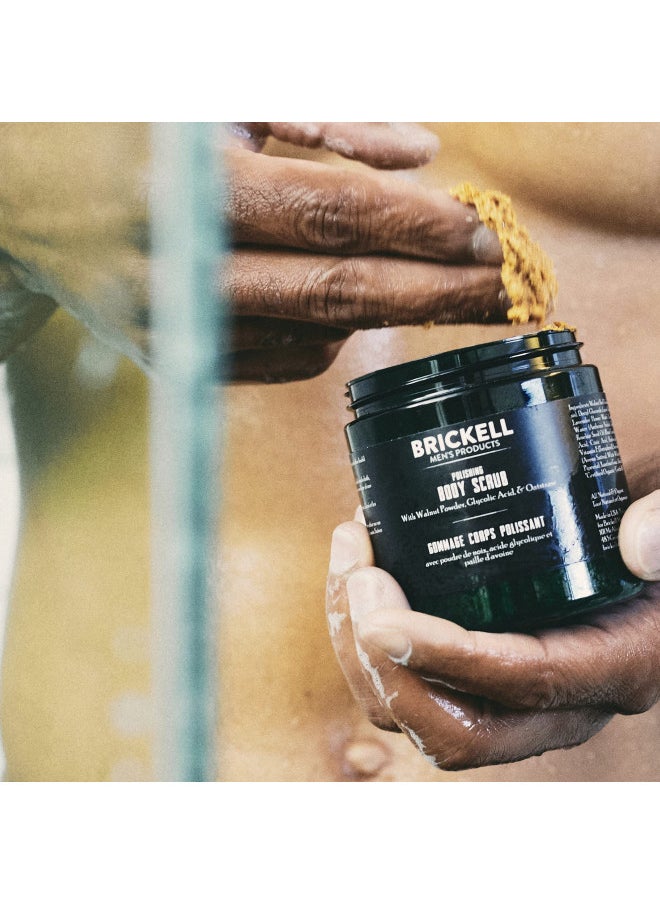 Brickell Men's Polishing Body Scrub for Men, Natural and Organic Body Exfoliator to Remove Dirt, Prevent Blemishes, and Brighten Skin (8 ounce)