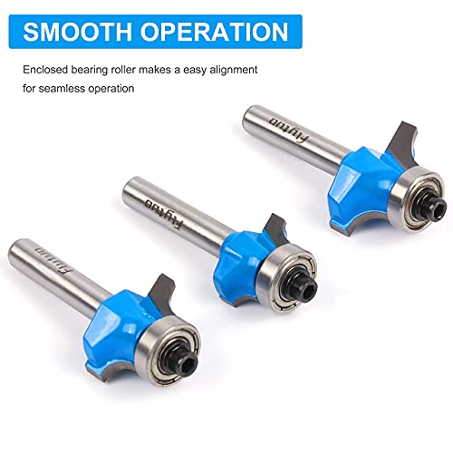 Flytuo 3Pcs Roundover Edging Router Bit Set 1/4" Shank, Corner Rounding Edge-Forming Router Bit Set, Woodworking Milling Cutter (Diameter: 1/4", 3/8", 1/2", Radius: 1/8'', 3/16'', 1/4'') - Image 4