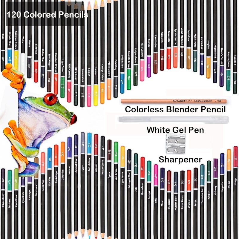 KALOUR Premium Colored Pencils,Set of 120 Colors,Artists Soft Core with Vibrant Color,Ideal for Drawing Sketching Shading,Coloring Pencils for Adults Beginners - Image 2