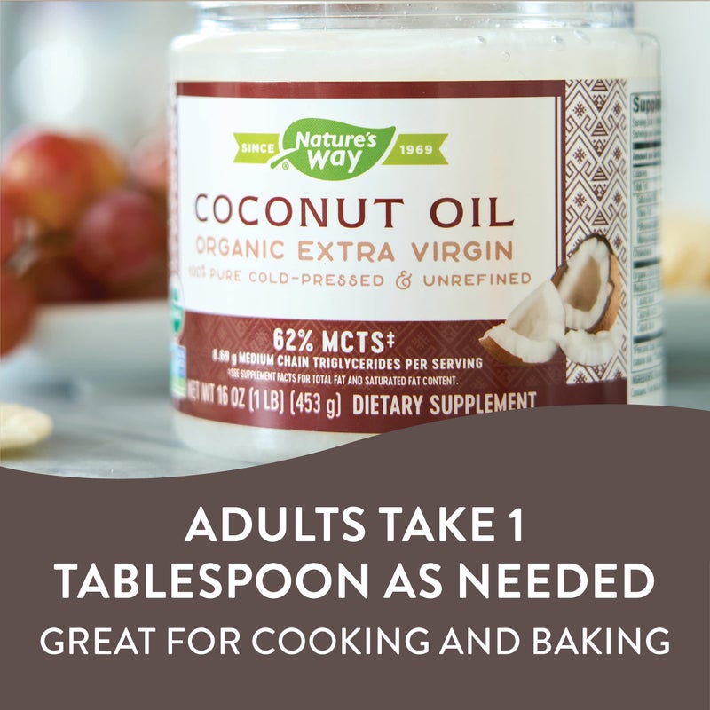 Nature's Way Organic Extra Virgin Coconut Oil, Pure and Unrefined, 62% MCTs, 16 Oz - Image 5