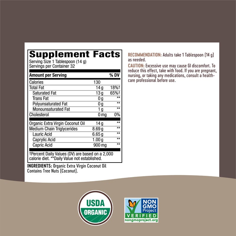 Nature's Way Organic Extra Virgin Coconut Oil, Pure and Unrefined, 62% MCTs, 16 Oz - Image 4