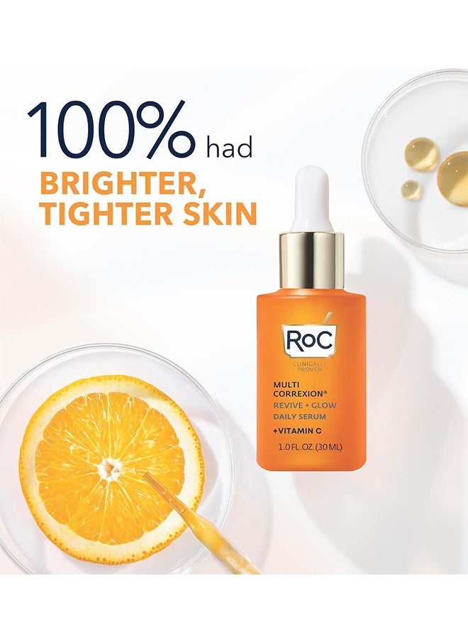 RoC - Multi Correxion Revive + Glow Daily Serum + Vitamin C, Vitamin C Serum for Face, Anti-Aging Serum, Skin Brightening Serum, Discoloration Spot Remover Facial Serum, 1.0 FL.OZ.(30ML) - Image 1