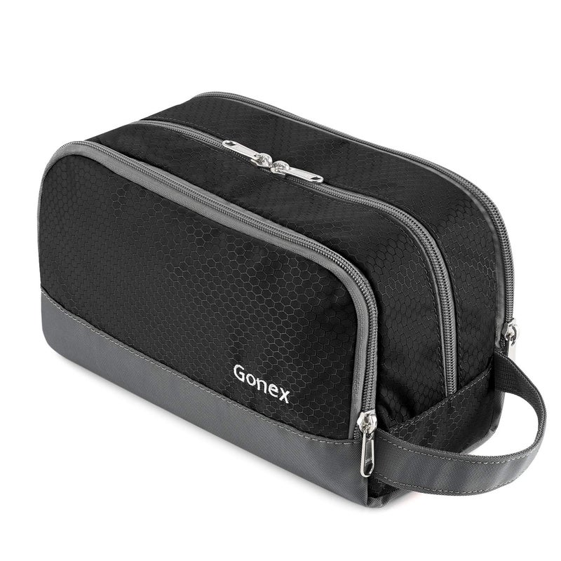 Gonex Travel Toiletry Bag Nylon Dopp Kit Shaving Bag Toiletry Organizer Black