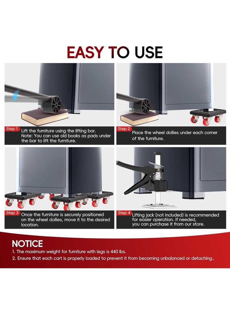 Arabest Furniture Lifter Tool Set with 360° Rotating Wheels Furniture Dolly,Heavy-Duty Mover for Furniture, Refrigerator, Sofa, and Cabinet - Image 5