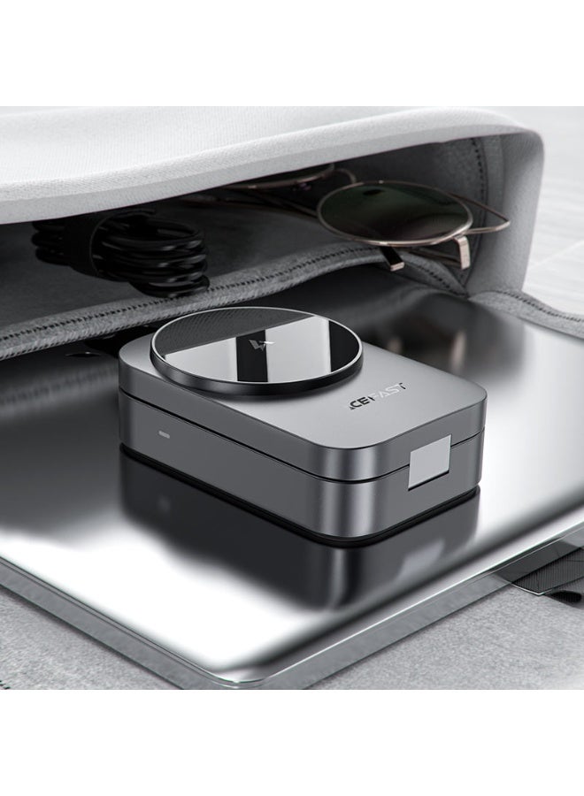 ACEFAST Magnetic Fast Wireless Charger 3 in 1 Holder E22, Desktop Stand, Supports MAG-Charge, Foldable,  For Phone, TWS Headset, Smart Watch - GREY - Image 4