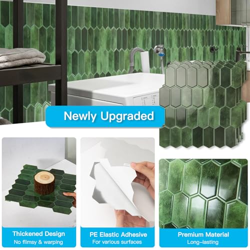 Art3d 10-Sheet Heavy-Duty Peel and Stick Backsplash, Self-Adhesive Vinyl Wall Tiles for Kitchen Countertop Bathroom, Green - Image 5