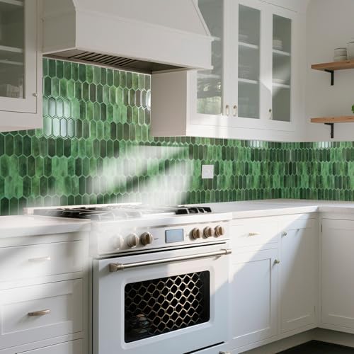 Art3d 10-Sheet Heavy-Duty Peel and Stick Backsplash, Self-Adhesive Vinyl Wall Tiles for Kitchen Countertop Bathroom, Green - Image 2