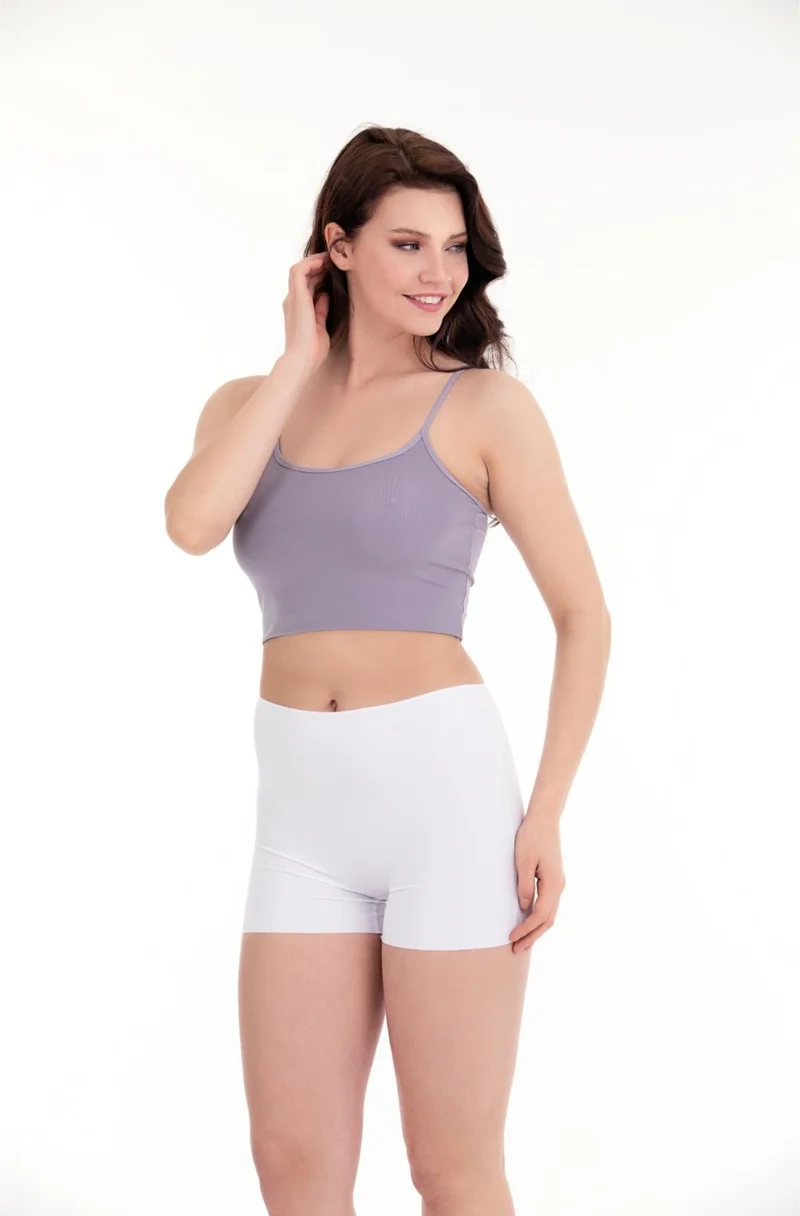 Sensu Laser Cut High Waist Shorts 3 Piece Set WHITE
