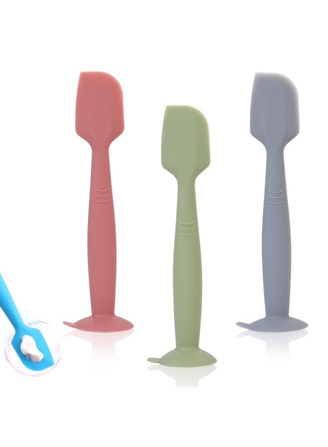 Meetion Baby Diaper Cream Spatula Applicator 3 Pack Butt Paste Spatula Soft Silicone,Diaper Rash Cream Applicator, Baby Essentials Must Haves Newborn Stuff (Red Green Grey) - Image 1