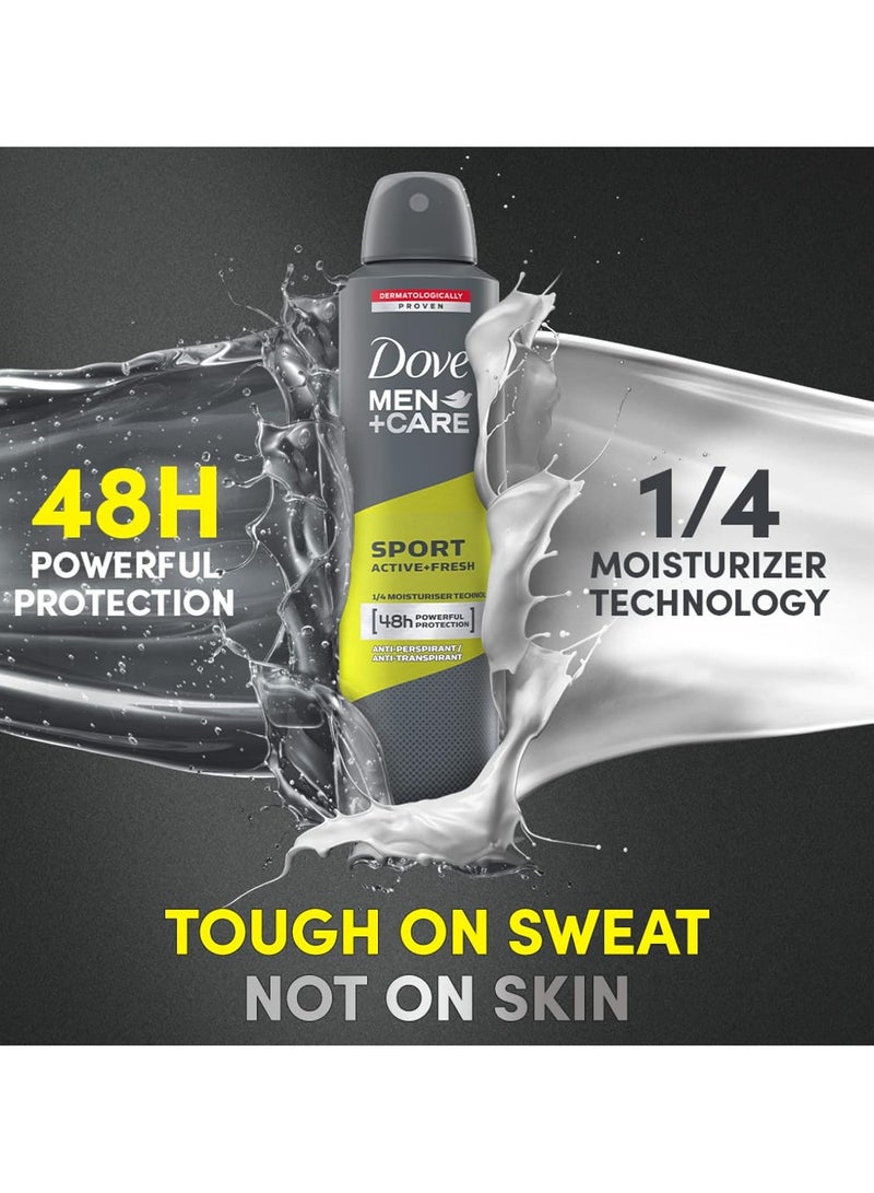 دوف مين+كير سبورت أكتيف + فريش – مزيل عرق سبراي للرجال – 250 مل - Image 2