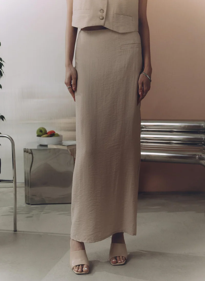 Lichi Straight maxi skirt with decorative side pocket