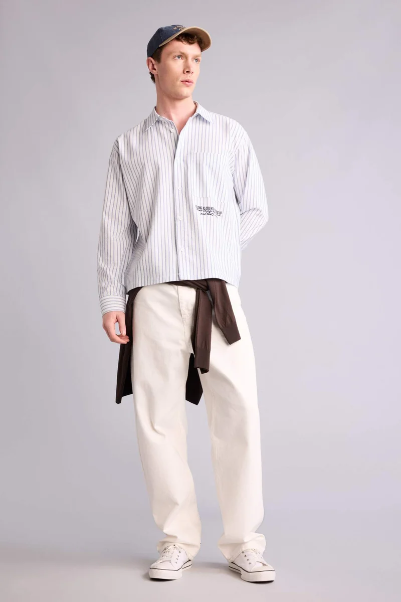 ديفاكتو Boxy Fit Printed Long Sleeve T-Shirt