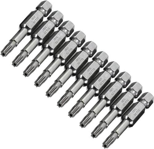 XMHF 10 Piece 50mm Long 1/4 Inch Hex Shank T15 Torx Head Magnetic Screw Driver Bit Set Security Tamper Proof Star 6 Point Screwdriver Kit Tools - Image 1