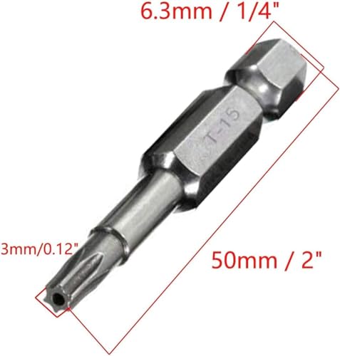 XMHF 10 Piece 50mm Long 1/4 Inch Hex Shank T15 Torx Head Magnetic Screw Driver Bit Set Security Tamper Proof Star 6 Point Screwdriver Kit Tools - Image 2