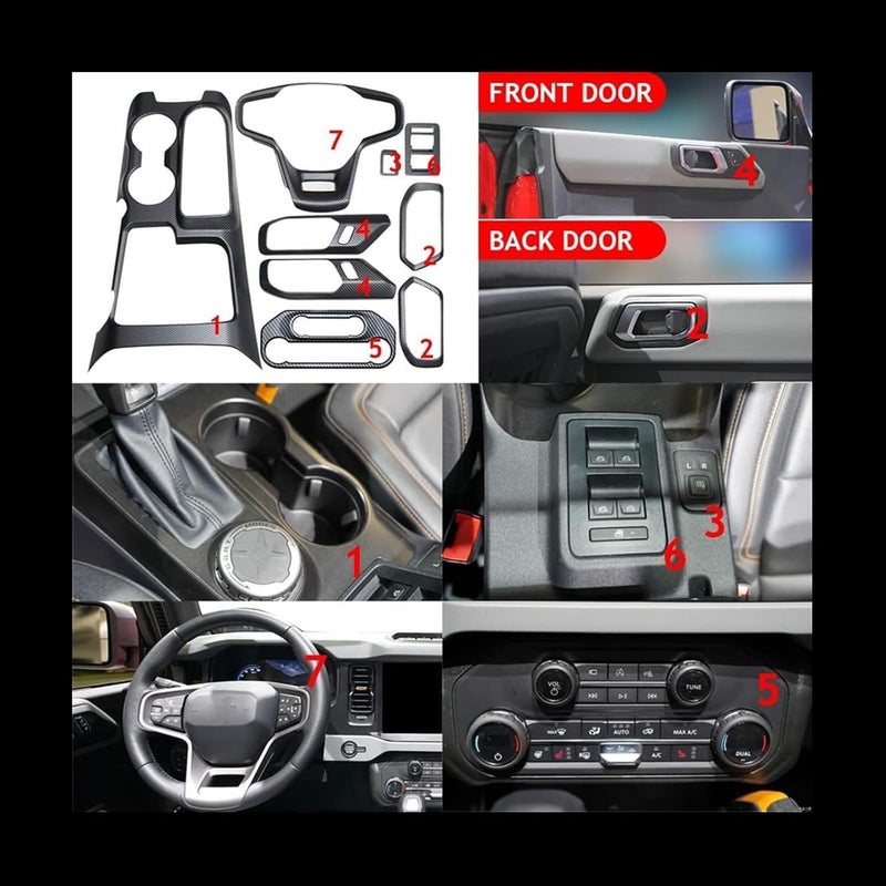 Wivplex Carbon Fiber Gear Shift Panel Trim for Ford Bronco 2021-2022 - Image 3