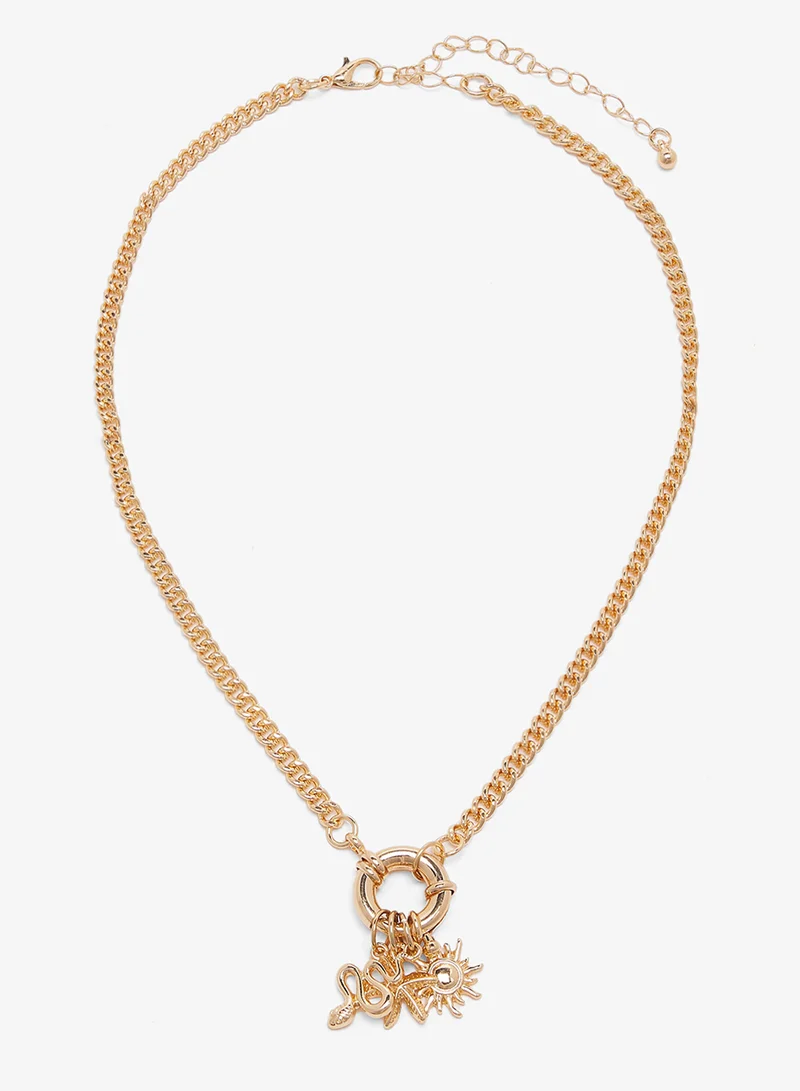ايلا Gold Detail Necklace With Charms