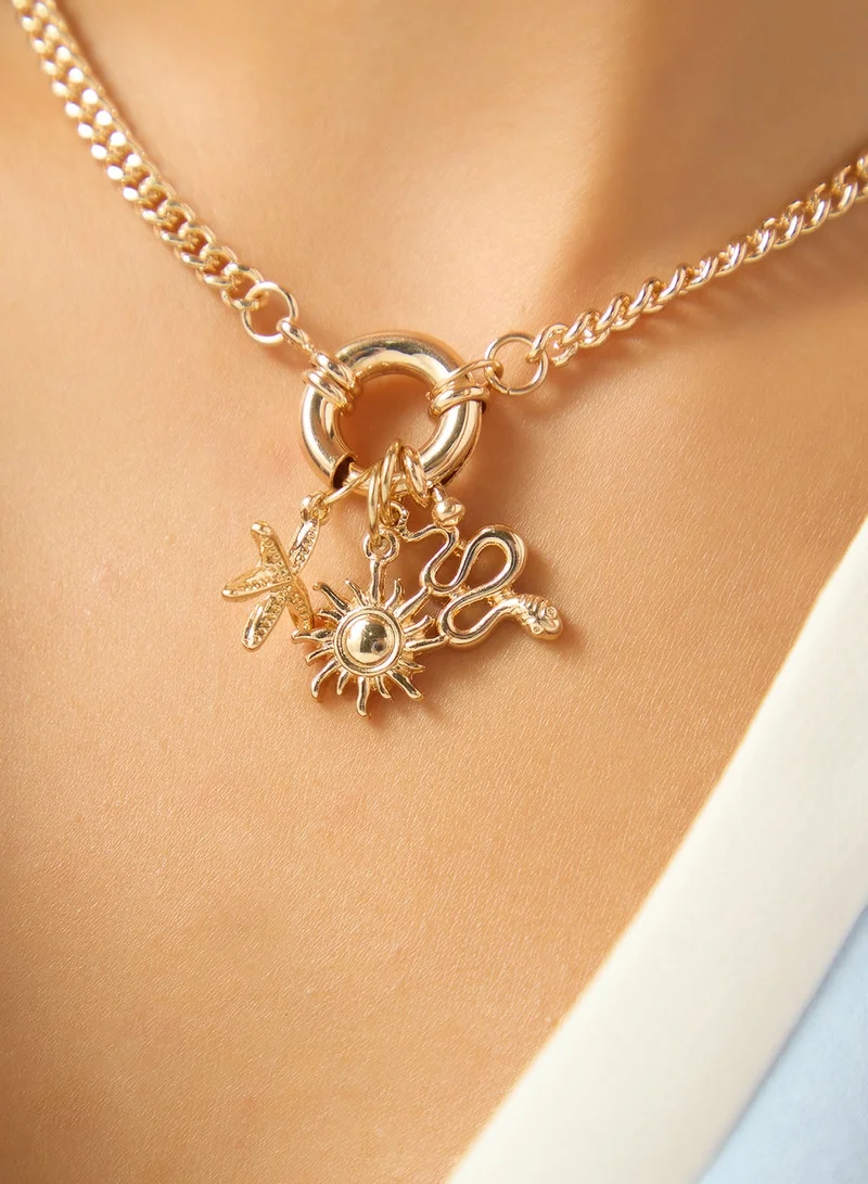 Ella GOLD Gold Detail Necklace With Charms for Women | Best Price UAE