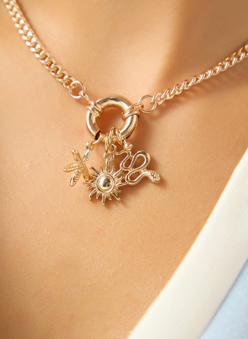 ELLA Gold Detail Necklace With Charms - Image 5