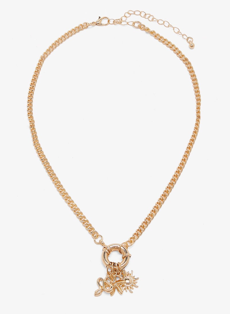 ELLA Gold Detail Necklace With Charms - Image 2