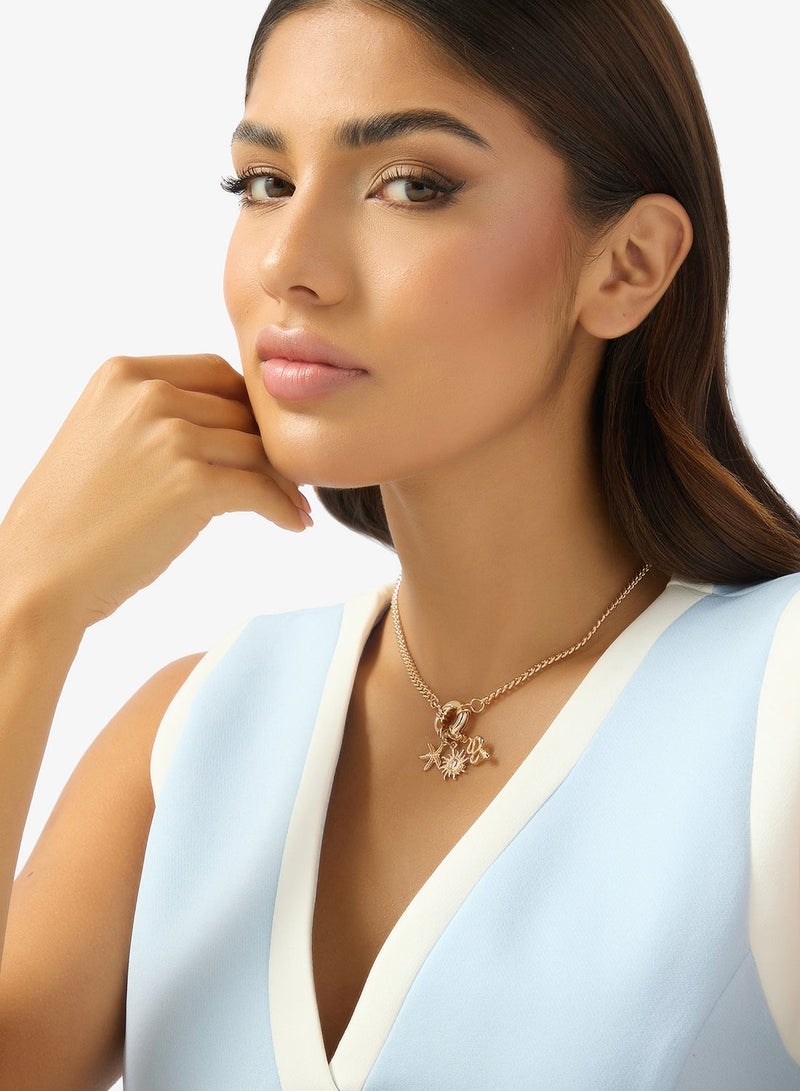 ELLA Gold Detail Necklace With Charms - Image 1