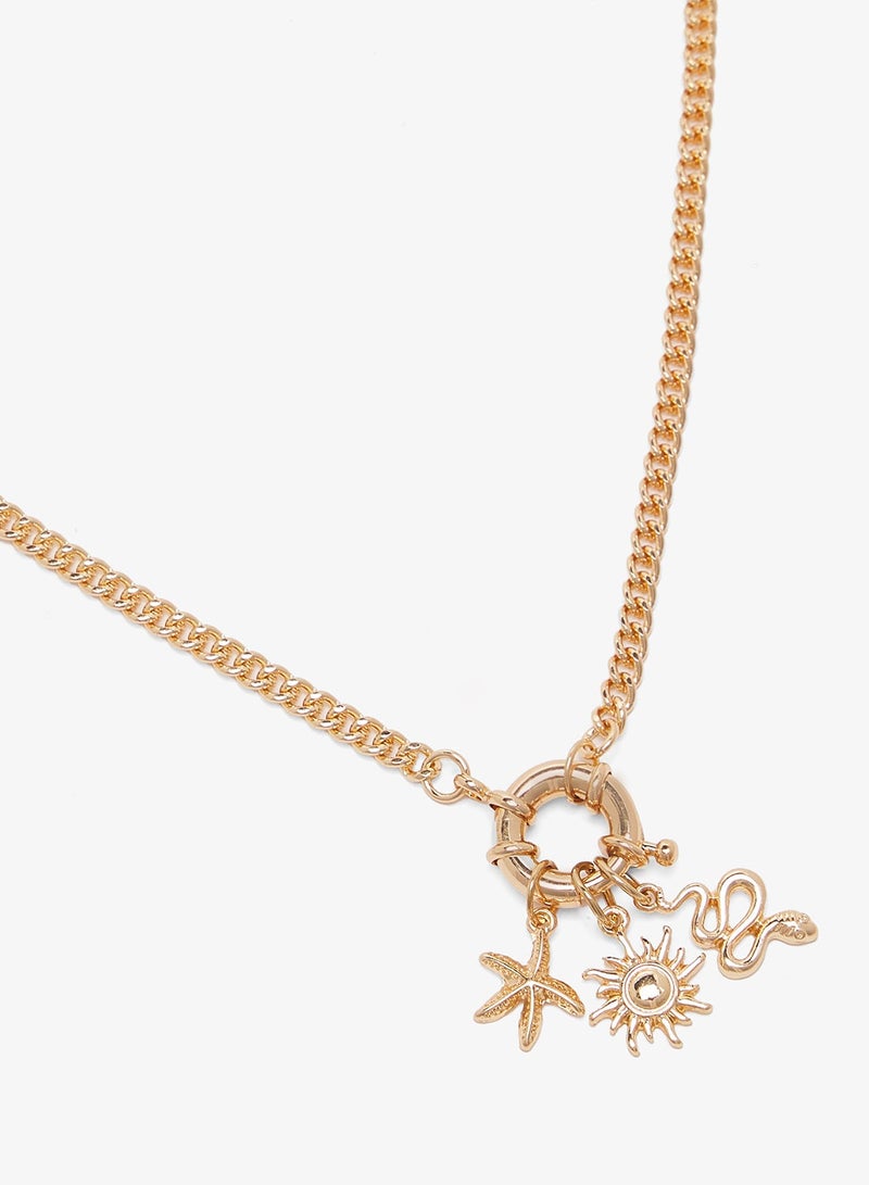 ELLA Gold Detail Necklace With Charms - Image 3